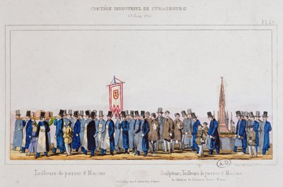 Procession of the Stone Workers and Masons at Strasbourg, 25th June 1840 by French School